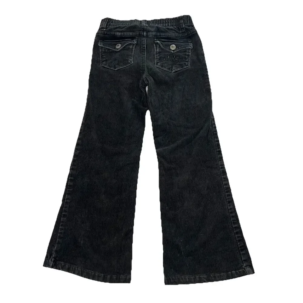 Ralph Lauren Pants Girl Size 6X Black Corduroy Cotton Stretch Elastic Waist Fade